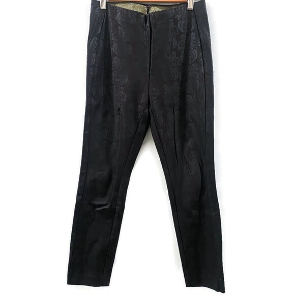 Anthropologie Essential Skinny Damask Print Ankle Pant - Black 4 - Picture 2 of 7